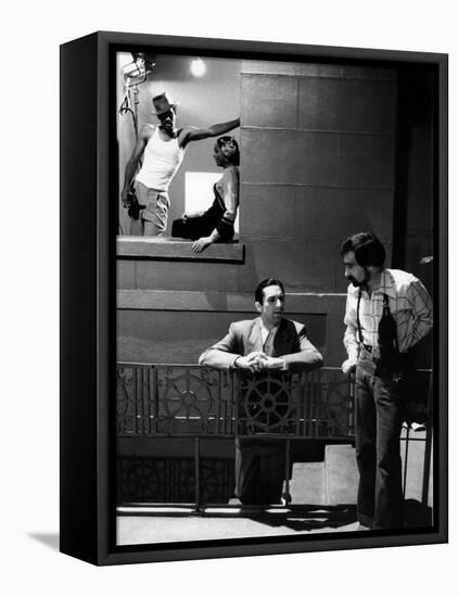 NEW-YORK NEW-YORK, 1980 directed by MARTIN SCORSESE On the set, Robert by Niro and his director Mar-null-Framed Stretched Canvas