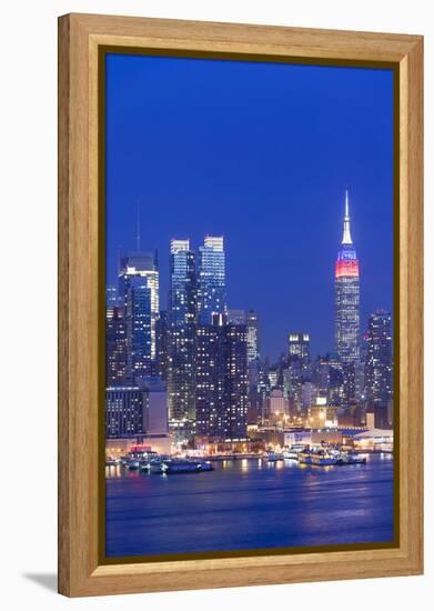 New York, New York City, Midtown Manhattan and Empire State Building from Weehawken, New Jersey-Walter Bibikow-Framed Premier Image Canvas