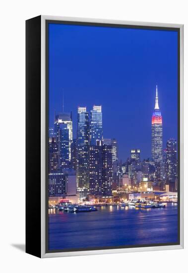 New York, New York City, Midtown Manhattan and Empire State Building from Weehawken, New Jersey-Walter Bibikow-Framed Premier Image Canvas