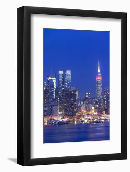 New York, New York City, Midtown Manhattan and Empire State Building from Weehawken, New Jersey-Walter Bibikow-Framed Photographic Print