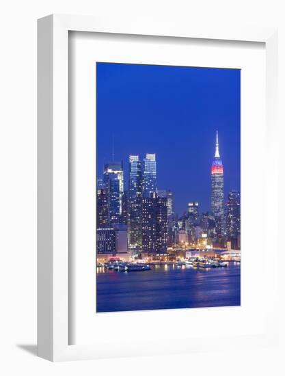 New York, New York City, Midtown Manhattan and Empire State Building from Weehawken, New Jersey-Walter Bibikow-Framed Photographic Print