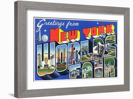 New York, New York - Large Letter Scenes, World's Fair-Lantern Press-Framed Art Print