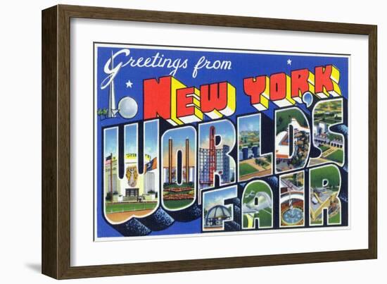 New York, New York - Large Letter Scenes, World's Fair-Lantern Press-Framed Art Print