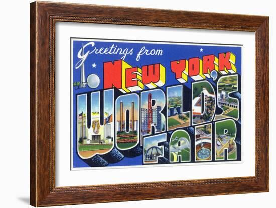 New York, New York - Large Letter Scenes, World's Fair-Lantern Press-Framed Art Print