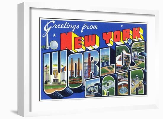 New York, New York - Large Letter Scenes, World's Fair-Lantern Press-Framed Art Print