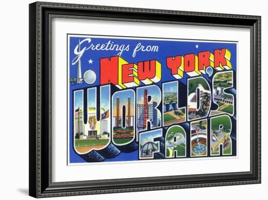 New York, New York - Large Letter Scenes, World's Fair-Lantern Press-Framed Art Print