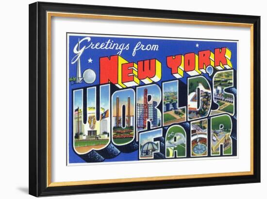 New York, New York - Large Letter Scenes, World's Fair-Lantern Press-Framed Art Print