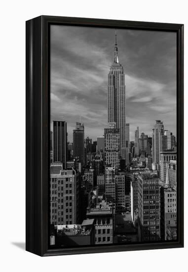 NEW YORK, NEW YORK, USA - Empire State Building New York, NY in black and white-Panoramic Images-Framed Premier Image Canvas