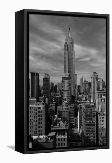 NEW YORK, NEW YORK, USA - Empire State Building New York, NY in black and white-Panoramic Images-Framed Premier Image Canvas