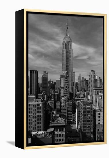 NEW YORK, NEW YORK, USA - Empire State Building New York, NY in black and white-Panoramic Images-Framed Premier Image Canvas