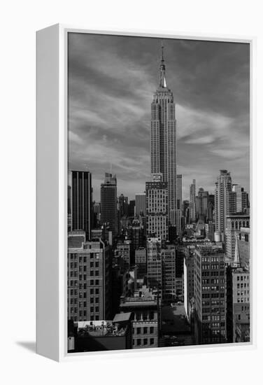 NEW YORK, NEW YORK, USA - Empire State Building New York, NY in black and white-Panoramic Images-Framed Premier Image Canvas