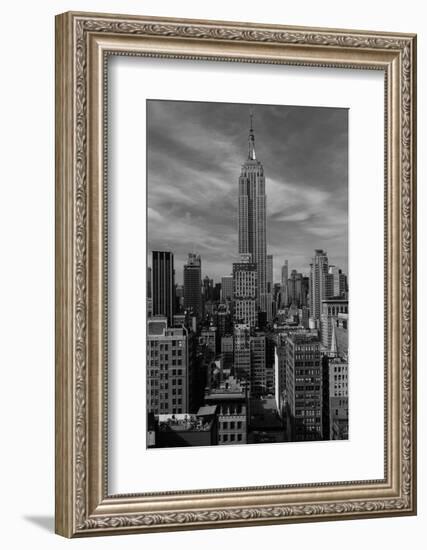 NEW YORK, NEW YORK, USA - Empire State Building New York, NY in black and white-Panoramic Images-Framed Photographic Print