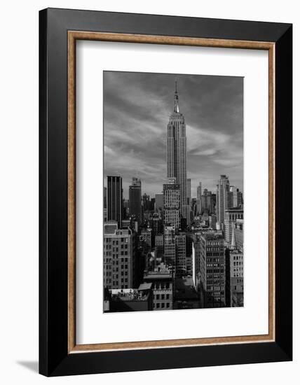 NEW YORK, NEW YORK, USA - Empire State Building New York, NY in black and white-Panoramic Images-Framed Photographic Print