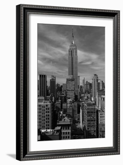 NEW YORK, NEW YORK, USA - Empire State Building New York, NY in black and white-Panoramic Images-Framed Premium Photographic Print