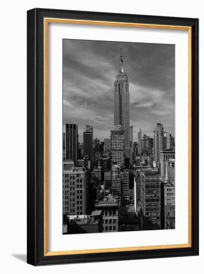 NEW YORK, NEW YORK, USA - Empire State Building New York, NY in black and white-Panoramic Images-Framed Premium Photographic Print