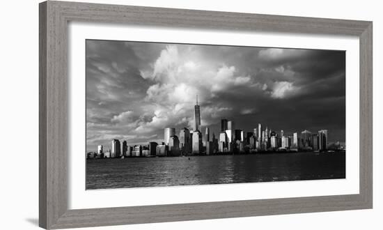 NEW YORK, NEW YORK, USA - New York City Spectacular Sunset fin black and white focuses on One Wo...-Panoramic Images-Framed Photographic Print