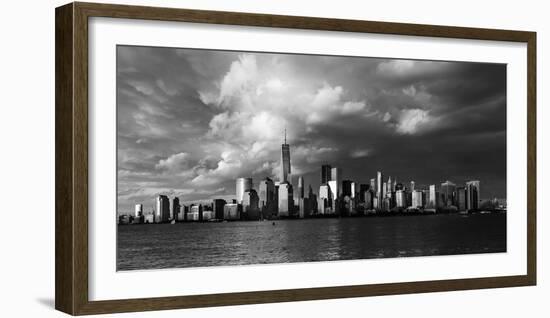 NEW YORK, NEW YORK, USA - New York City Spectacular Sunset fin black and white focuses on One Wo...-Panoramic Images-Framed Photographic Print