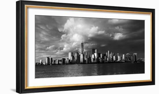 NEW YORK, NEW YORK, USA - New York City Spectacular Sunset fin black and white focuses on One Wo...-Panoramic Images-Framed Photographic Print