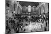 New York, New York, USA - Passengers walking in great hall of Grand Central Station in black and...-Panoramic Images-Mounted Photographic Print