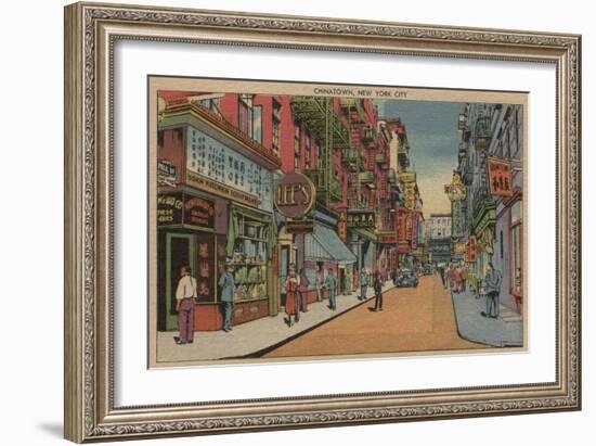 New York, NY - View of Chinatown Shops-Lantern Press-Framed Art Print