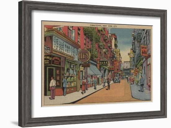 New York, NY - View of Chinatown Shops-Lantern Press-Framed Art Print