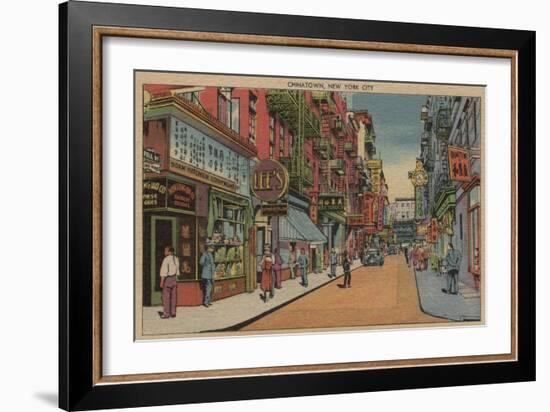 New York, NY - View of Chinatown Shops-Lantern Press-Framed Art Print