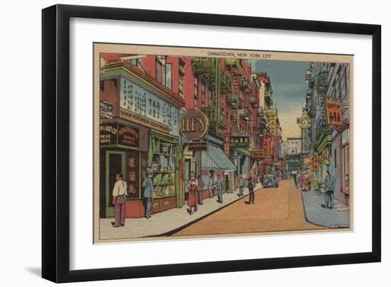 New York, NY - View of Chinatown Shops-Lantern Press-Framed Art Print