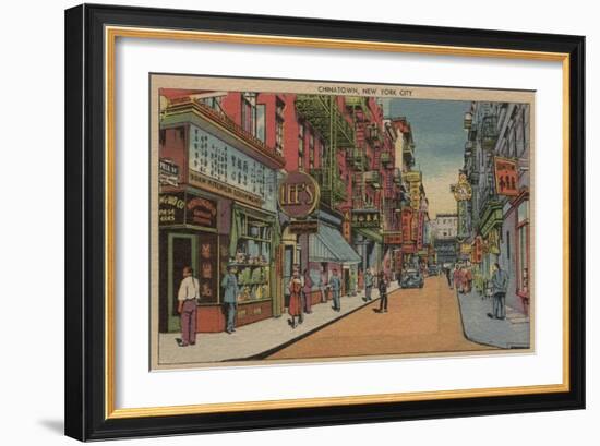 New York, NY - View of Chinatown Shops-Lantern Press-Framed Art Print