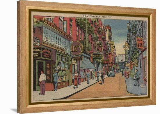 New York, NY - View of Chinatown Shops-Lantern Press-Framed Stretched Canvas
