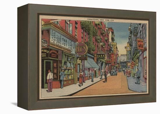 New York, NY - View of Chinatown Shops-Lantern Press-Framed Stretched Canvas