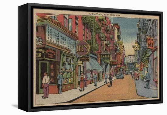 New York, NY - View of Chinatown Shops-Lantern Press-Framed Stretched Canvas