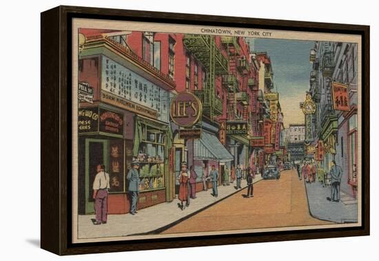 New York, NY - View of Chinatown Shops-Lantern Press-Framed Stretched Canvas