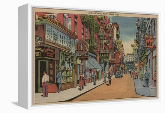 New York, NY - View of Chinatown Shops-Lantern Press-Framed Stretched Canvas