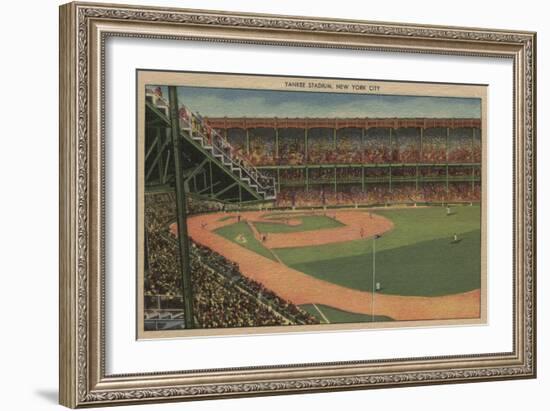 New York, NY - Yankee Stadium During Baseball Game-Lantern Press-Framed Art Print