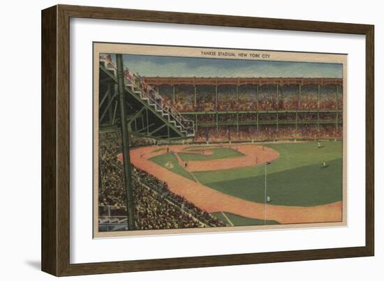 New York, NY - Yankee Stadium During Baseball Game-Lantern Press-Framed Art Print