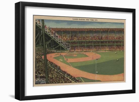 New York, NY - Yankee Stadium During Baseball Game-Lantern Press-Framed Art Print