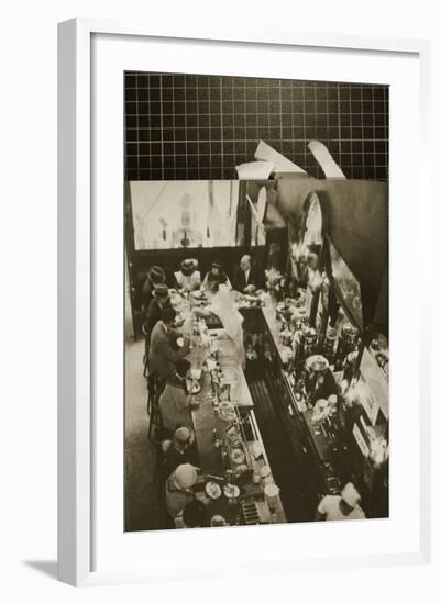 New York Office Workers Having Lunch at the Drug Store Counter-null-Framed Photographic Print