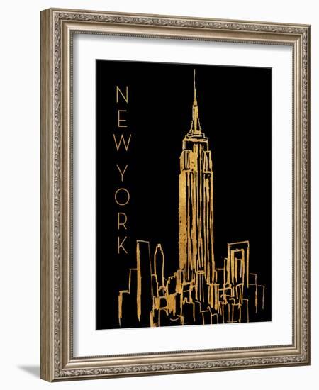 New York on Black-Nicholas Biscardi-Framed Art Print