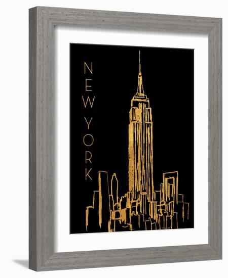 New York on Black-Nicholas Biscardi-Framed Art Print