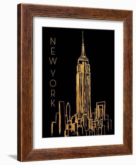 New York on Black-Nicholas Biscardi-Framed Art Print