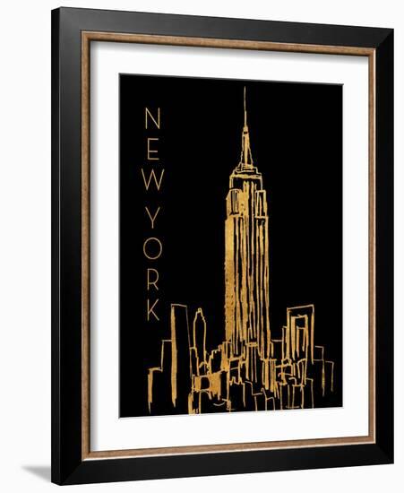 New York on Black-Nicholas Biscardi-Framed Art Print