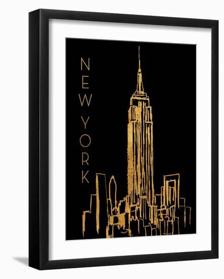 New York on Black-Nicholas Biscardi-Framed Art Print