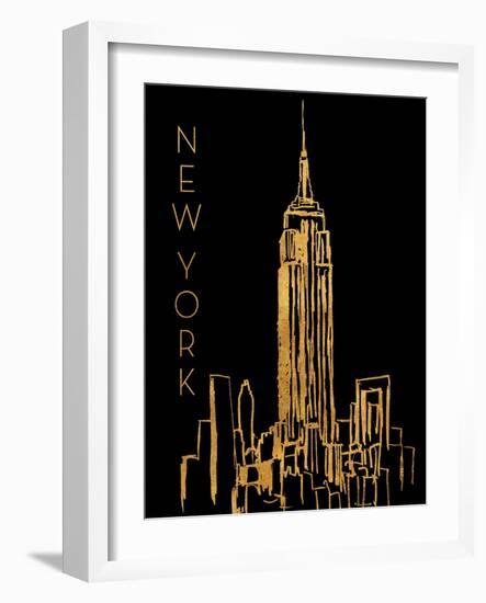 New York on Black-Nicholas Biscardi-Framed Art Print