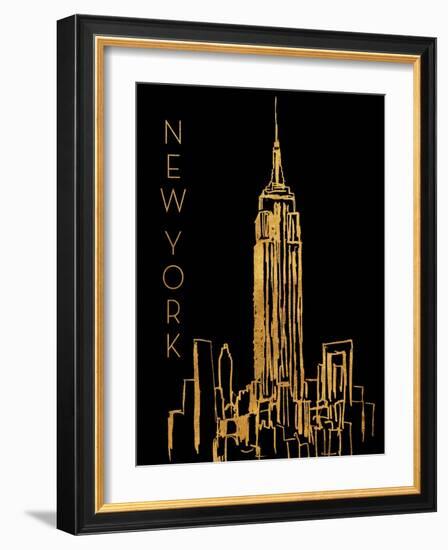 New York on Black-Nicholas Biscardi-Framed Art Print