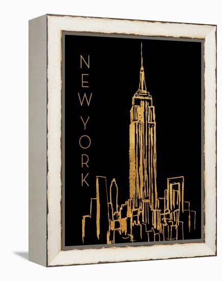 New York on Black-Nicholas Biscardi-Framed Stretched Canvas