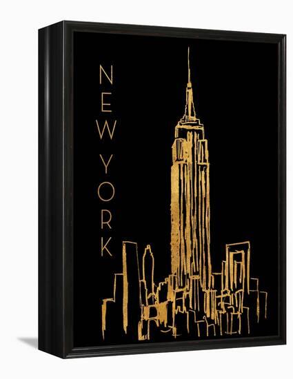 New York on Black-Nicholas Biscardi-Framed Stretched Canvas