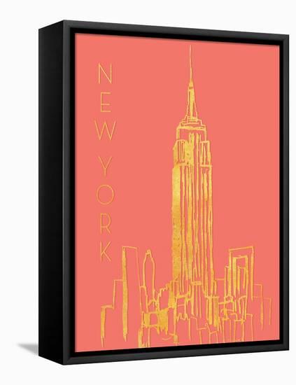 New York on Coral-Nicholas Biscardi-Framed Stretched Canvas