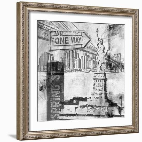 New York One Way B&W-Sara Abbott-Framed Art Print