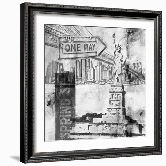 New York One Way B&W-Sara Abbott-Framed Art Print