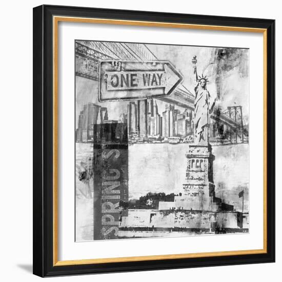 New York One Way B&W-Sara Abbott-Framed Art Print